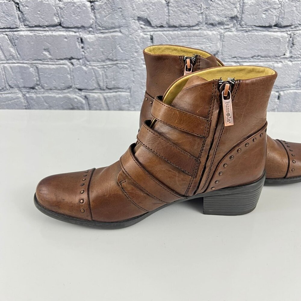Bussola Ankle Boots 3 Strap Booties Antique Brown Size 39 8/8.5 M - Picture 6 of 16